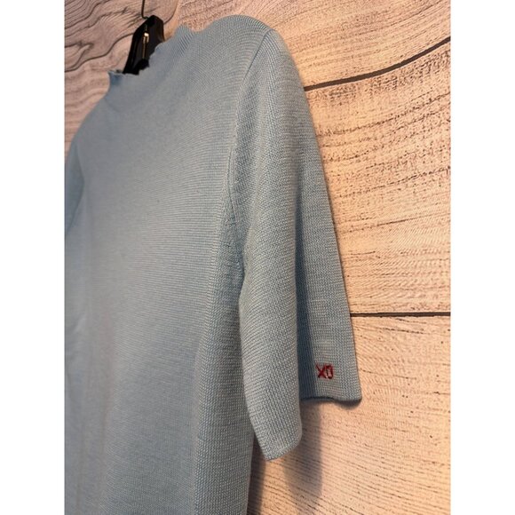 Frances Valentine Light Blue Short Sleeve Knit Top Size L - Picture 2 of 6